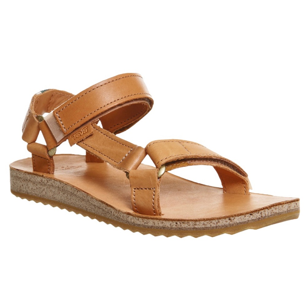 Teva Original Universal Crafted Leather Sandals Tan Brown Strappy Velcro Size 8